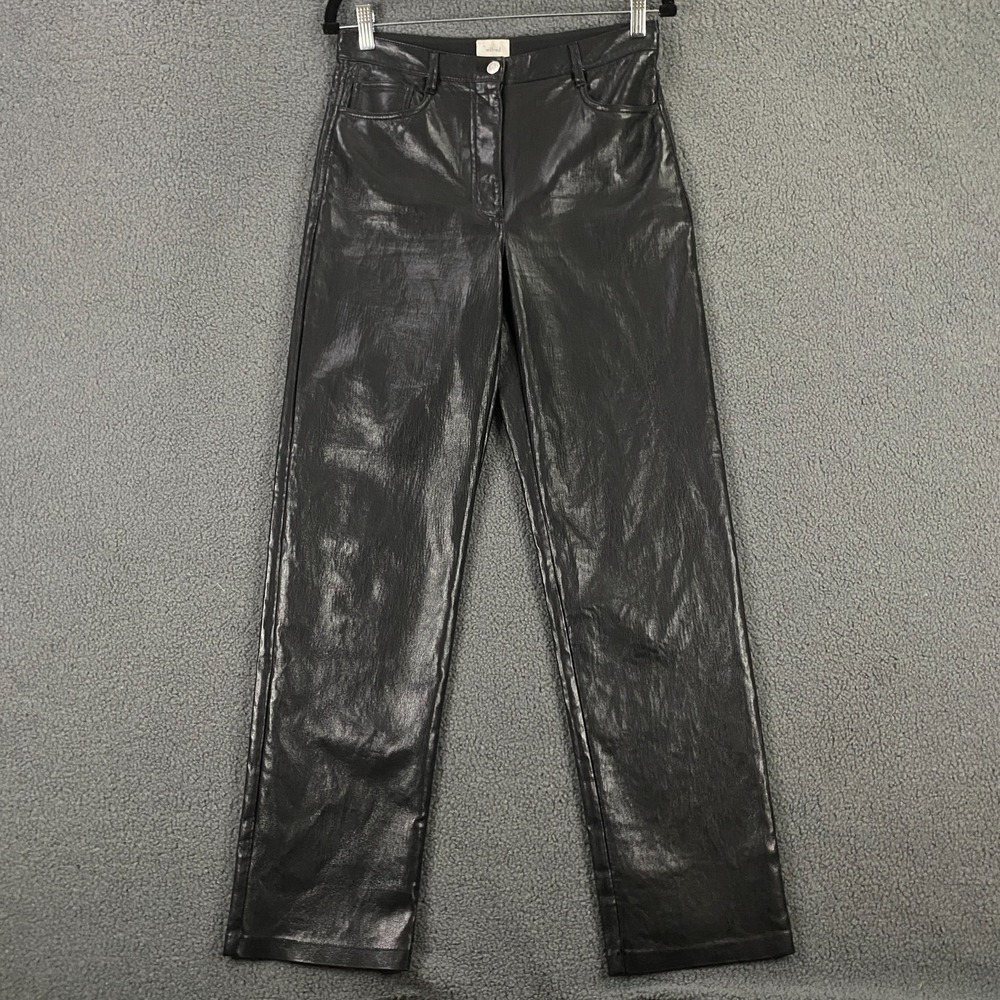 Wilfred‎ Free Womens size 8 Vegan Faux Leather 5-Pocket Jeans Aritzia Black Moto